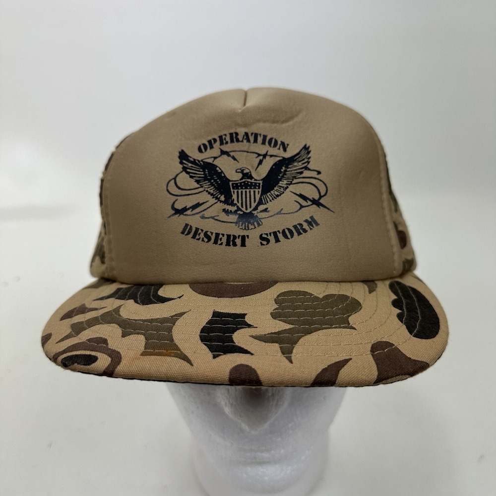 Operation Desert Storm Camo‎ Snapback Trucker Hat Foam Lined Vintage